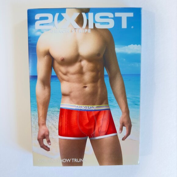 3 PACK 2(X)IST Men Beach Stripe No-Show Trunk Underwear - SMALL - Picture 2 of 7